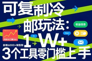 可复制冷邮件玩法:月投50刀賺1W+,新增6000+销售额,3个工具零门槛上手-桀创项目掘金社