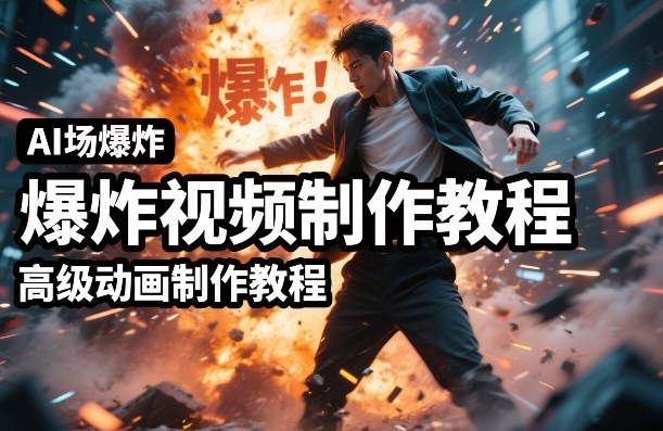 AI场景爆炸视频制作教程，利用人物实拍视频制作出高级的动画特效-桀创项目掘金社
