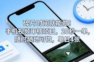 碎片时间就能做！手机视频审核项目，20秒一单，随时随地可做，单日4张+【揭秘】-桀创项目掘金社