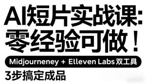 AI短片实战课：零经验可做，Midjourney+ElevenLabs双工具，3步搞定成品-桀创项目掘金社