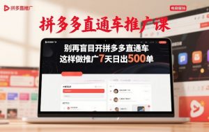拼多多直通车推广课，别再盲目开拼多多直通车，这样做推广7天日出500单-桀创项目掘金社