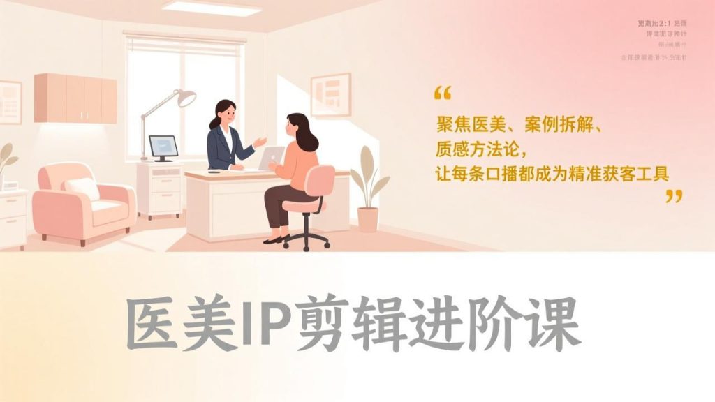 医美IP剪辑进阶课，聚焦医美、案例拆解、质感方法论，让每条口播都成为精准获客工具-桀创项目掘金社