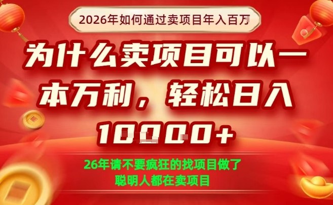 一单净利润1K+，26年想年入100个W，死磕卖项目就够了【揭秘】-桀创项目掘金社