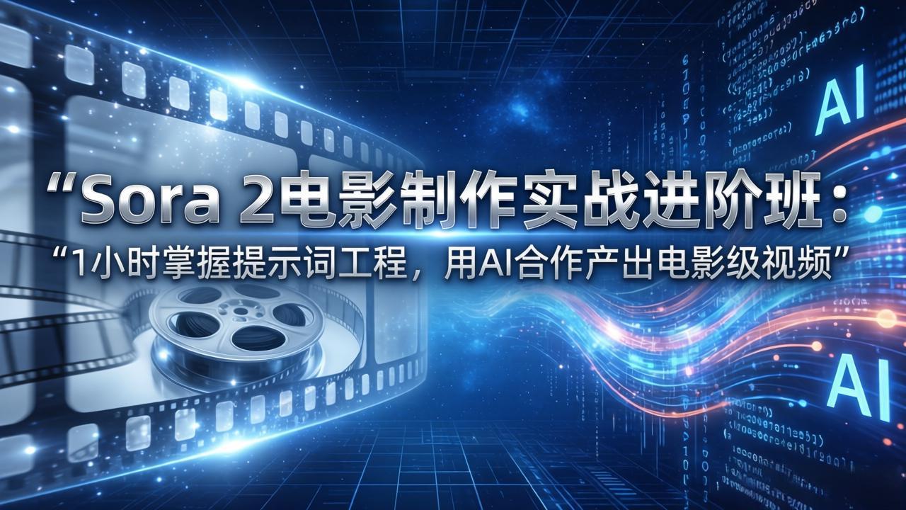 Sora 2电影制作实战进阶班：1小时掌握提示词工程，用AI合作产出电影级视频-桀创项目掘金社