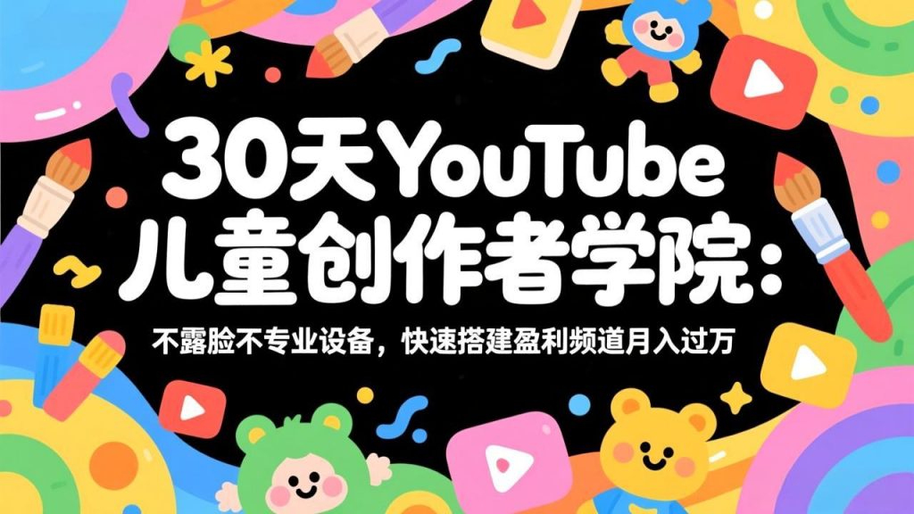 30天YouTube儿童创作者学院：不露脸不专业设备，快速搭建盈利频道月入过万-桀创项目掘金社