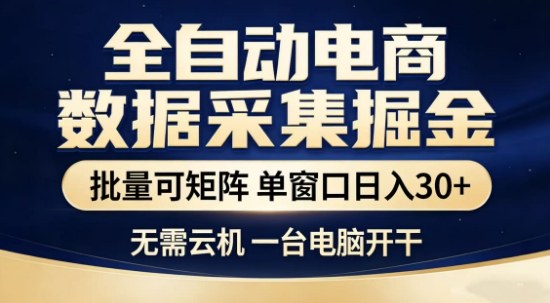 独家电商数据全自动采集项目，批量可矩阵，单窗口轻松日入3张+【揭秘】-桀创项目掘金社