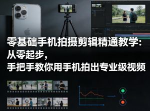 零基础手机拍摄剪辑精通教学：从零起步，手把手教你用手机拍出专业级视频-桀创项目掘金社