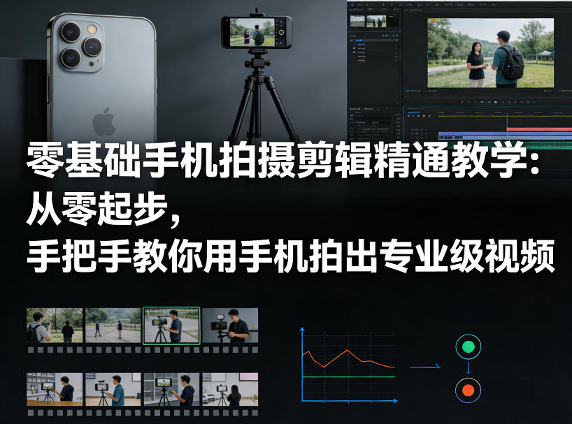 零基础手机拍摄剪辑精通教学：从零起步，手把手教你用手机拍出专业级视频-桀创项目掘金社