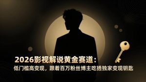 2026影视解说黄金赛道:低门槛高变现,跟着百万粉丝博主吃透独家变现钥匙-桀创项目掘金社