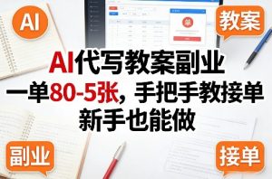 AI代写教案副业，一单80-5张，手把手教接单，新手也能做-桀创项目掘金社