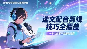 2026字字动画AI漫剧制作-1期，选文配音剪辑技巧全覆盖，一个人就能批量产出爆款漫剧-桀创项目掘金社