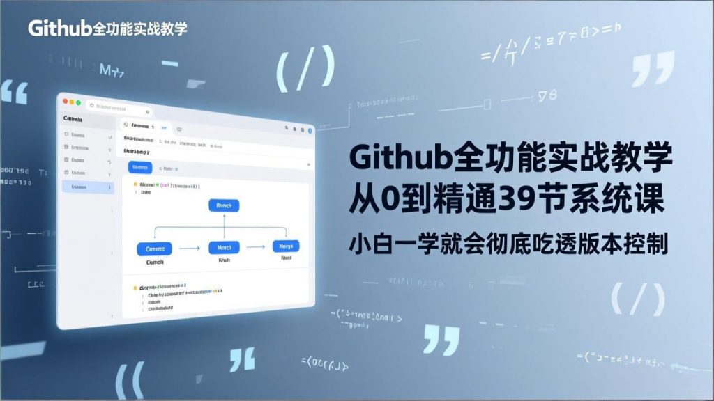GitHub-全功能实战教学，从0到精通39节系统课，小白一学就会彻底吃透版本控制-桀创项目掘金社