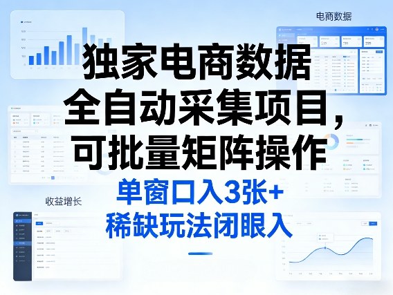 独家电商数据全自动采集项目，可批量矩阵操作，单窗口日入3张+，稀缺玩法闭眼入【揭秘】-桀创项目掘金社