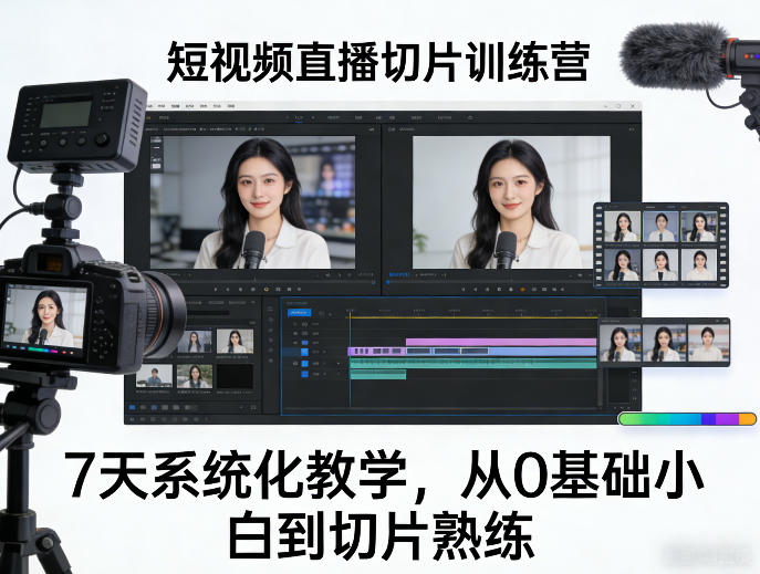 短视频直播切片训练营，7天系统化教学，从0基础小白到切片熟练-桀创项目掘金社