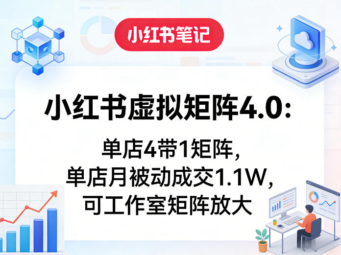 小红书虚拟矩阵4.0：单店4带1矩阵，单店月被动成交1.1W，可工作室矩阵放大-桀创项目掘金社