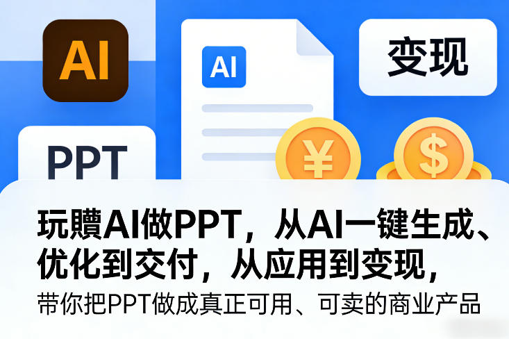玩賺AI做PPT，从AI一键生成、优化到交付，从应用到变现，带你把PPT做成真正可用、可卖的商业产品-桀创项目掘金社