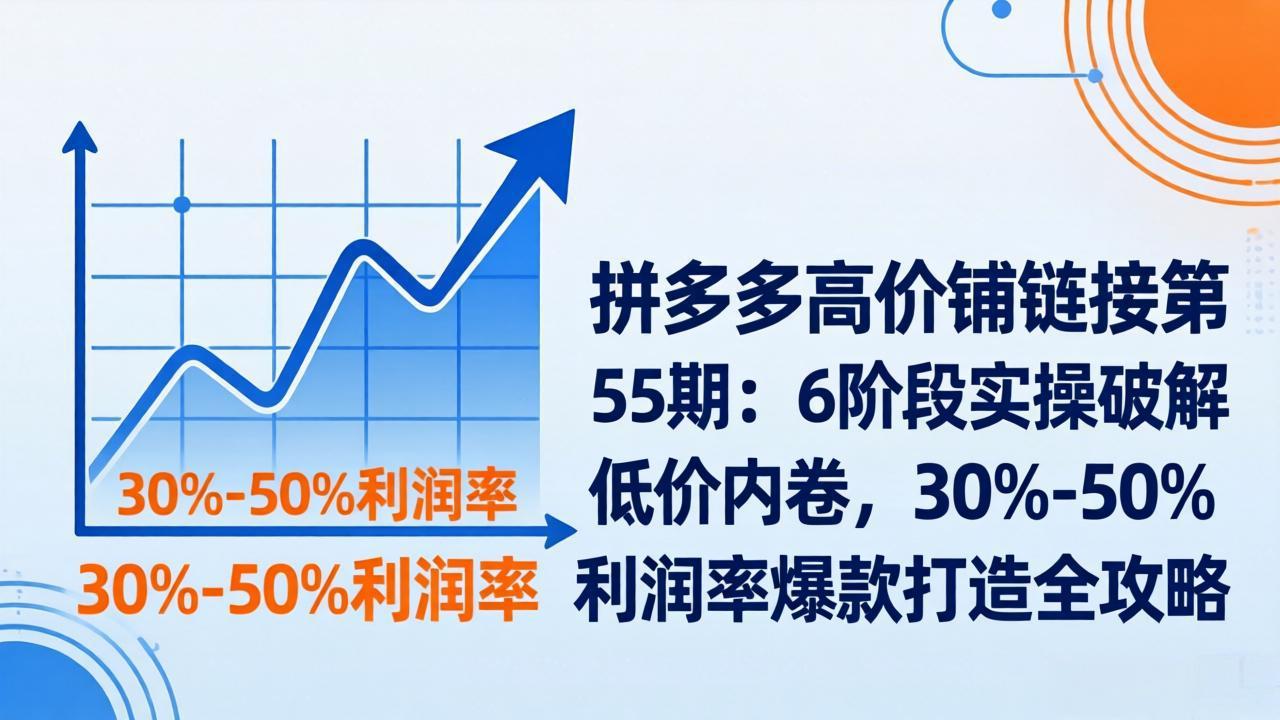 拼多多高价铺链接第55期:6阶段实操破解低价内卷,30%-50%利润率爆款打造全攻略-桀创项目掘金社