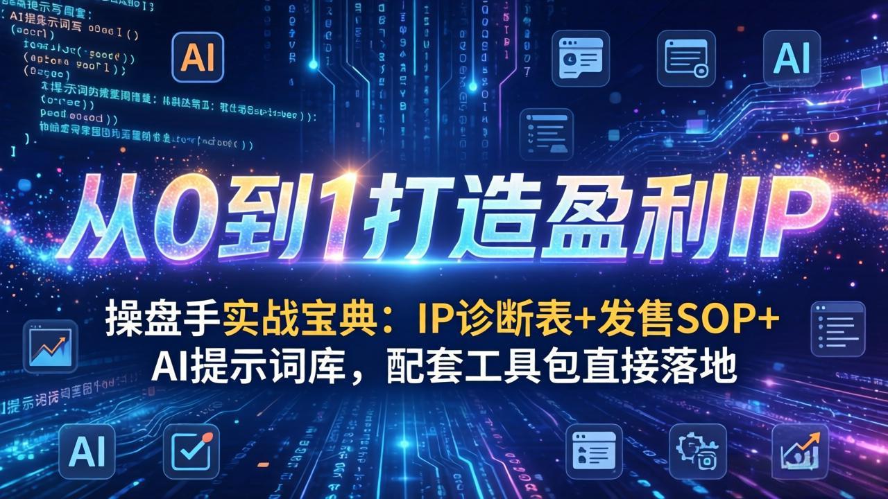 操盘手实战宝典：IP诊断表+发售SOP+AI提示词库，配套工具包直接落地，从0到1打造盈利IP-桀创项目掘金社