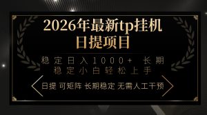 2026年最新tp挂机日提项目：稳定日入1000+小白轻松上手-桀创项目掘金社