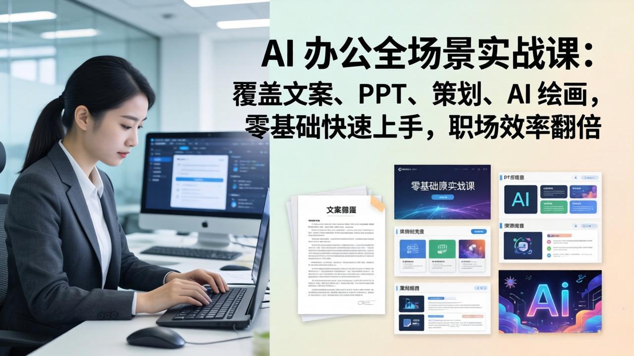 AI 办公全场景实战课:覆盖文案、PPT、策划、AI 绘画,零基础快速上手,职场效率翻倍-桀创项目掘金社