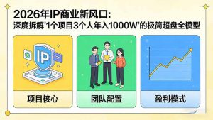 2026年IP商业新风口:深度拆解“1个项目3个人年入1000W”的极简超盘全模型-桀创项目掘金社