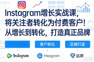 Instagram增长实战课,将关注者转化为付费客户!从增长到转化,打造真正品牌(双语字幕)-桀创项目掘金社