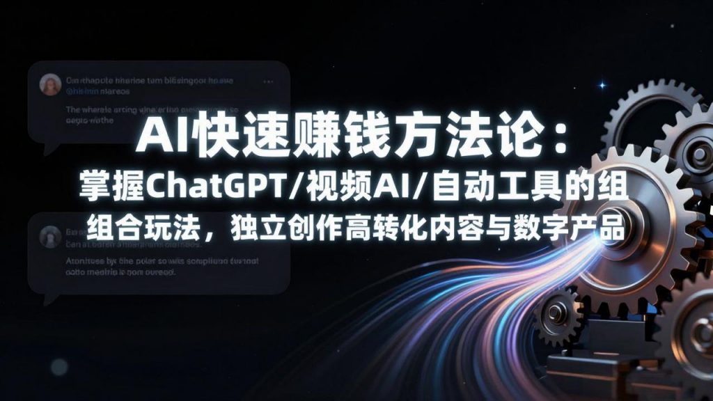 AI快速赚钱方法论：掌握ChatGPT/视频AI/自动化工具的组合玩法，独立创作高转化内容与数字产品-桀创项目掘金社