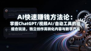 AI快速赚钱方法论：掌握ChatGPT/视频AI/自动化工具的组合玩法，独立创作高转化内容与数字产品-桀创项目掘金社