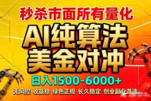 2026全网首发黑马项目，AI美金算法对冲，日入2000-6000+，稳定长效0风险，彻底告别996死工资-桀创项目掘金社