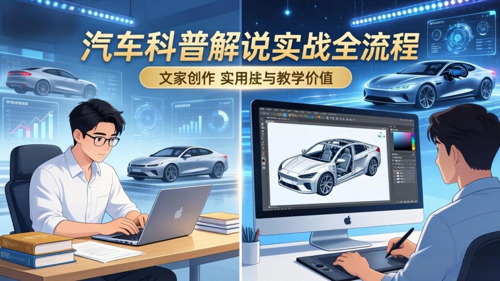 抖音汽车科普解说实战：文案+动画+画面处理+去水印全流程，打造专业汽车科普视频-桀创项目掘金社