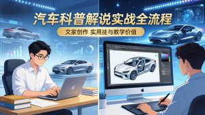 抖音汽车科普解说实战：文案+动画+画面处理+去水印全流程，打造专业汽车科普视频-桀创项目掘金社