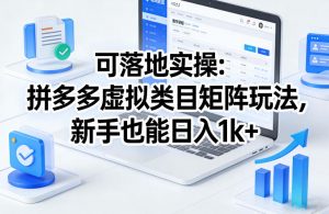 可落地实操:拼多多虚拟类目矩阵玩法,新手也能日入1k+【揭秘】-桀创项目掘金社