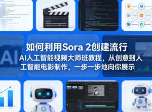 如何利用Sora 2创建流行AI人工智能视频大师班教程，从创意到人工智能电影制作，一步一步地向你展示-桀创项目掘金社