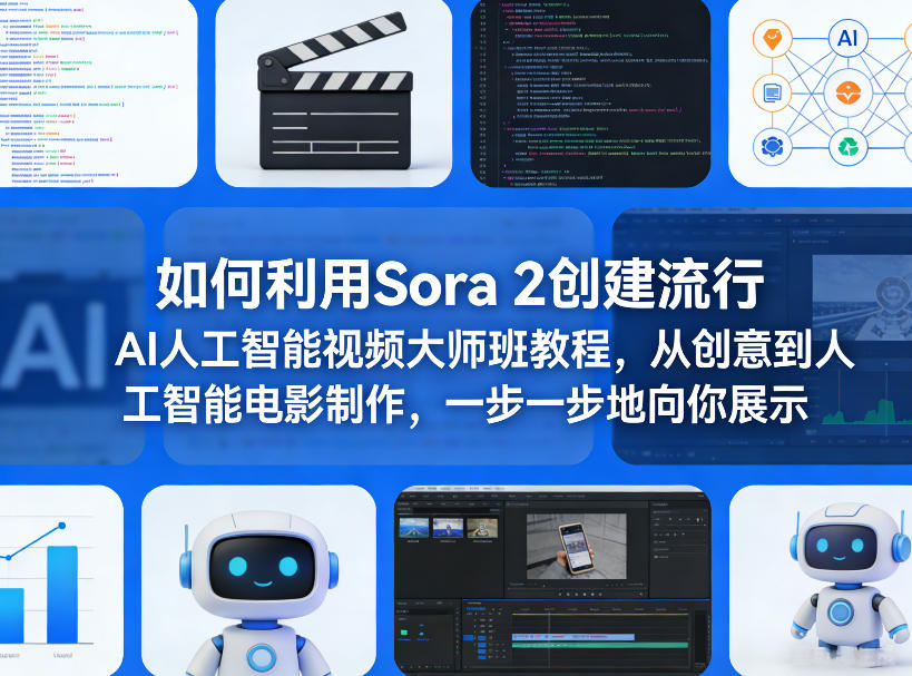如何利用Sora 2创建流行AI人工智能视频大师班教程，从创意到人工智能电影制作，一步一步地向你展示-桀创项目掘金社