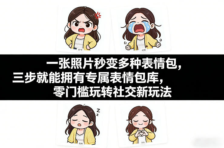 一张照片秒变多种表情包，三步就能拥有专属表情包库，零门槛玩转社交新玩法【文档】-桀创项目掘金社