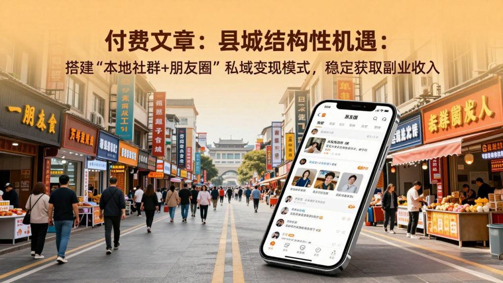 付费文章：县城结构性机遇：搭建“本地社群+朋友圈”私域变现模式，稳定获取副业收入-桀创项目掘金社