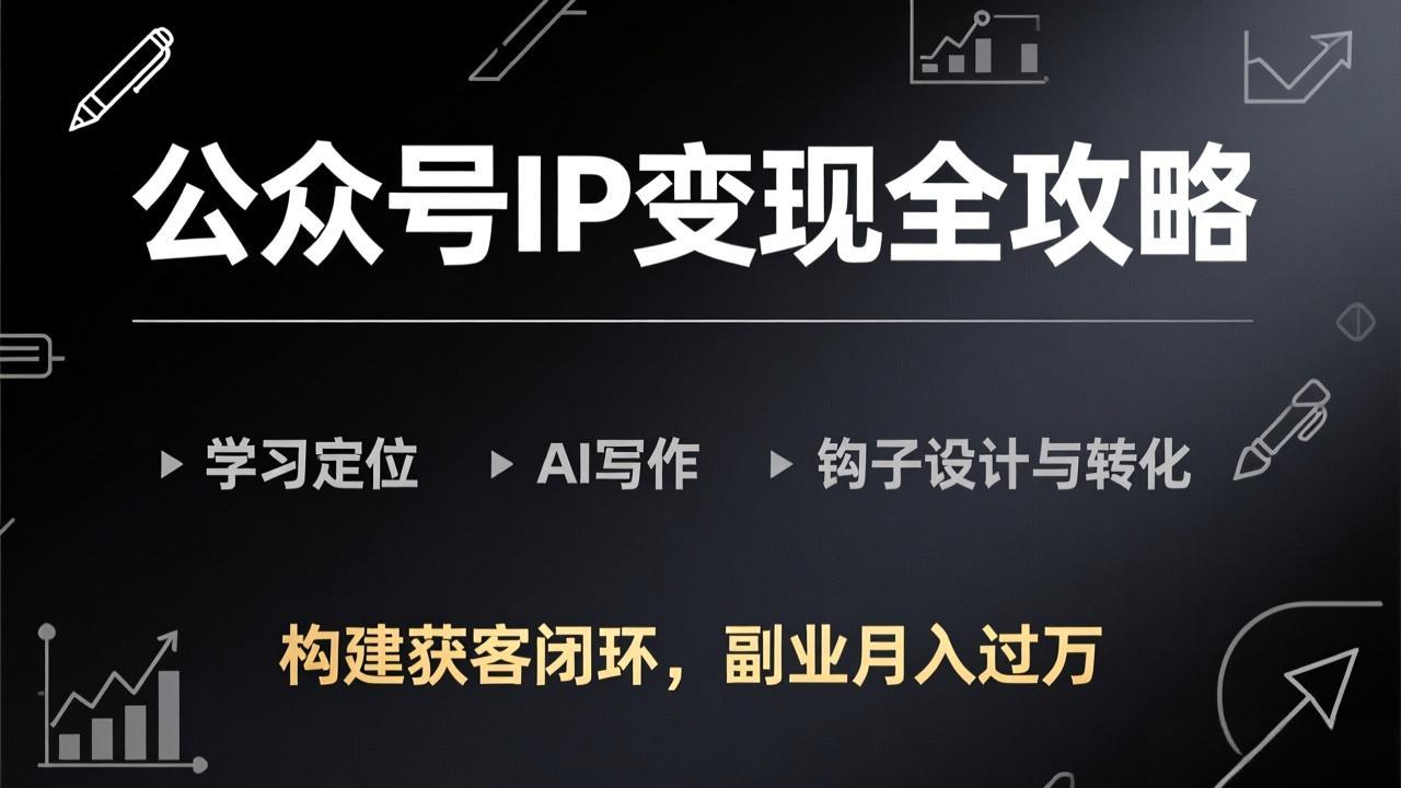 公众号IP变现全攻略-更新，学习定位、AI写作、钩子设计与转化，构建获客闭环，副业月入过万-桀创项目掘金社