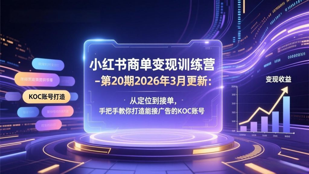 小红书商单变现训练营-第20期26年3月更新：从定位到接单，手把手教你打造能接广告的KOC账号-桀创项目掘金社