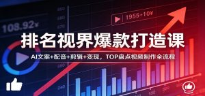 排名视界爆款打造课:AI文案+配音+剪辑+变现,TOP盘点视频制作全流程-桀创项目掘金社