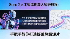Sora 2人工智能视频大师班教程：从创意到AI电影制作全流程，手把手教你打造好莱坞级短片-桀创项目掘金社