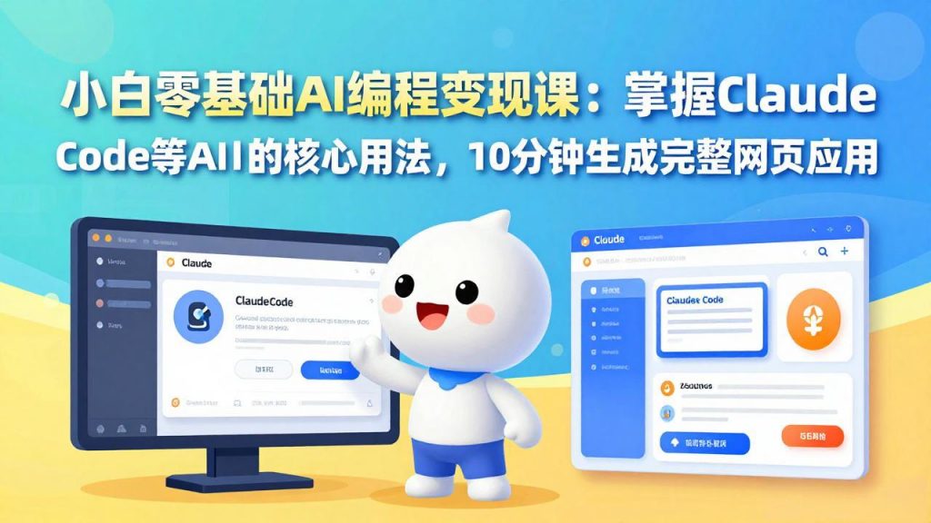 小白零基础AI编程变现课：掌握Claude Code等AI工具的核心用法，10分钟生成完整网页应用-桀创项目掘金社