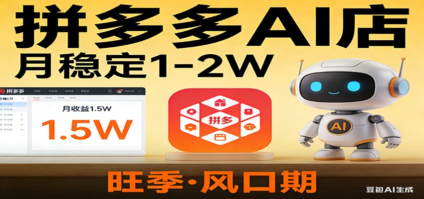 开一家拼多多AI店，月稳定1-2W，目前旺季，风口期！-桀创项目掘金社