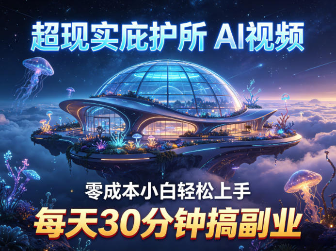 超现实庇护所AI视频项目拆解，零成本小白轻松上手，每天30分钟搞副业-桀创项目掘金社
