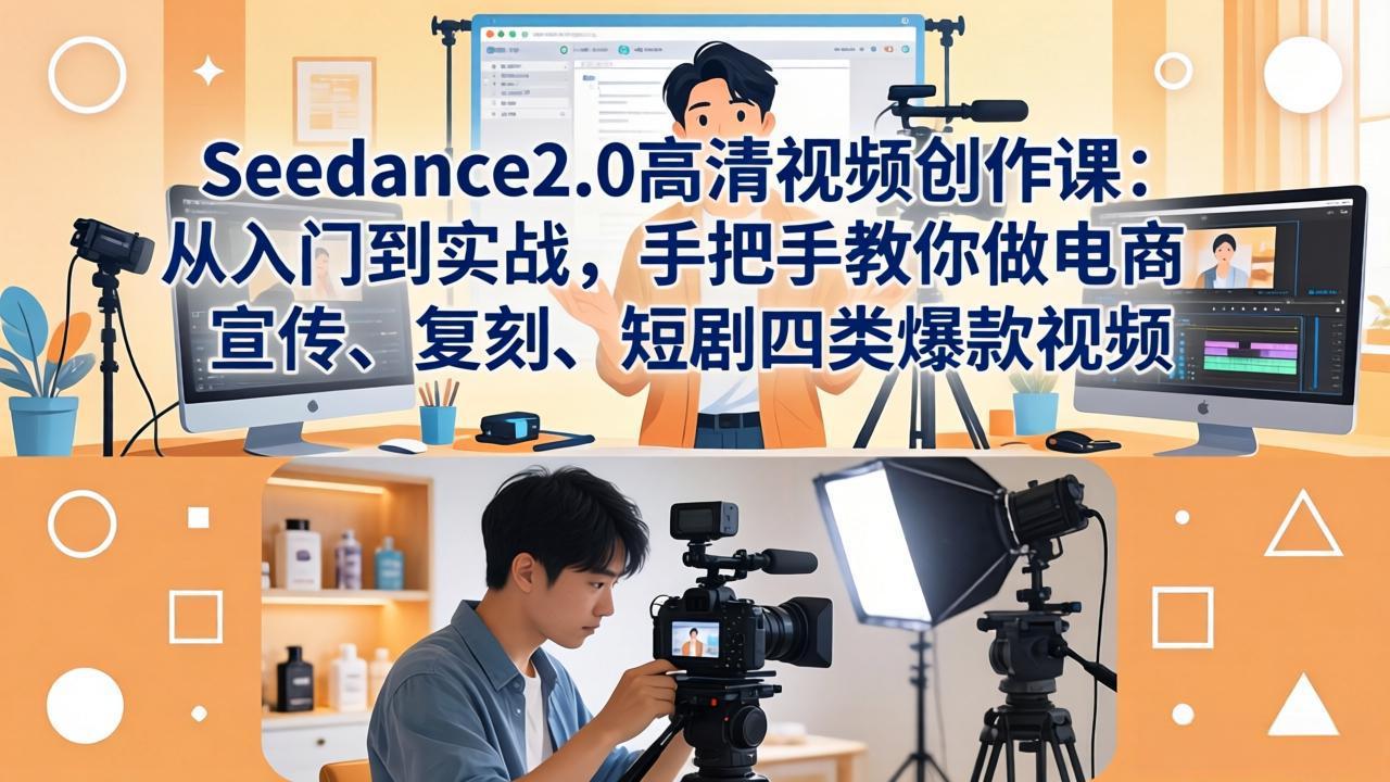 Seedance2.0高清视频创作课:从入门到实战,手把手教你做电商、宣传、复刻、短剧四类爆款视频-桀创项目掘金社