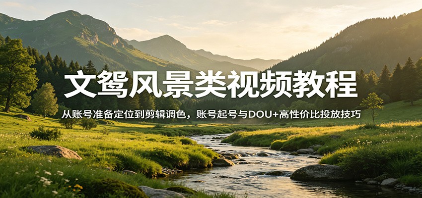 图片[1]-文鸳风景类视频教程：从账号准备定位到剪辑调色，账号起号与DOU+高性价比投放技巧-桀创项目掘金社