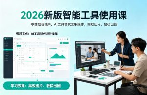 2026新版智能工具使用课，零基础也能学，用AI工具替代复杂操作，高效出片、轻松出圈-桀创项目掘金社