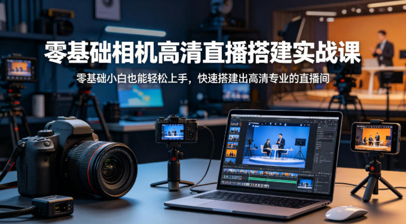 零基础相机高清直播间搭建实战课,小白也能轻松上手,快速搭建出高清专业的直播间-桀创项目掘金社
