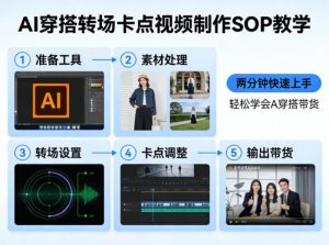AI穿搭转场卡点视频制作SOP教学，两分钟快速上手，轻松学会AI穿搭带货-桀创项目掘金社