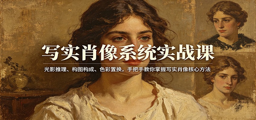图片[1]-写实肖像系统实战课：光影推理、构图构成、色彩置换，手把手教你掌握写实肖像核心方法-桀创项目掘金社