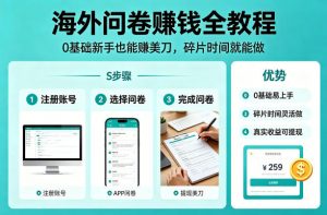 海外问卷賺钱全教程，0基础新手也能賺美刀，碎片时间就能做-桀创项目掘金社
